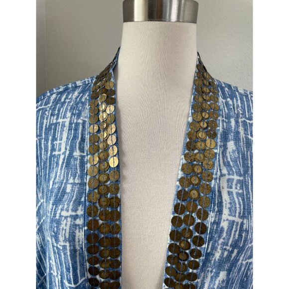 NEW Chicos 4 Womens Plus XXL Bimini Embellished 3/4 Sleeve Open Cardigan Kimono - Picture 2 of 13